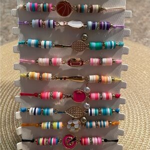Colorful Beaded Sports Charm Bracelets